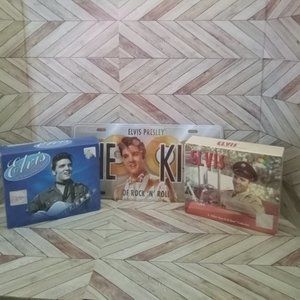 Set of 3 Elvis Presley Collectibles: 2 Calendars and 1 license plate